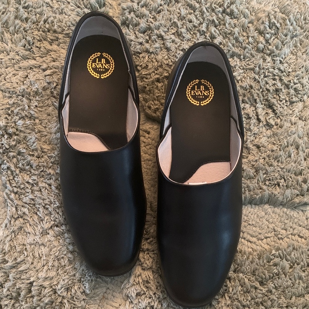 L.B. Evans Black Smooth Leather Slip-Ons